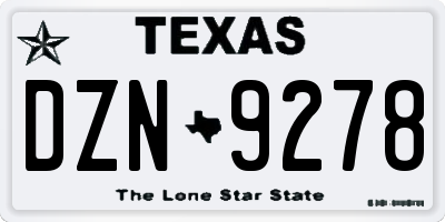 TX license plate DZN9278