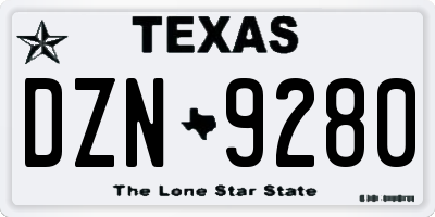 TX license plate DZN9280