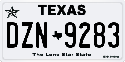 TX license plate DZN9283