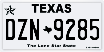 TX license plate DZN9285