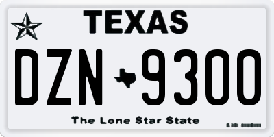 TX license plate DZN9300