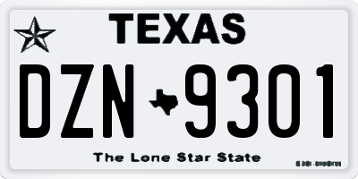 TX license plate DZN9301