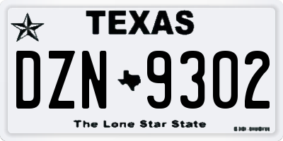 TX license plate DZN9302