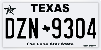 TX license plate DZN9304
