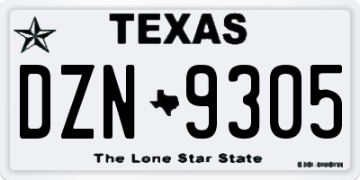 TX license plate DZN9305