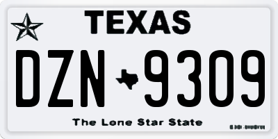 TX license plate DZN9309