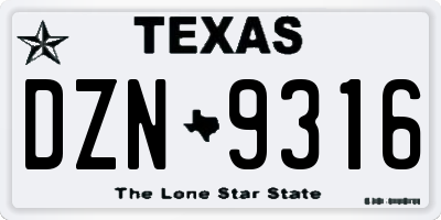 TX license plate DZN9316