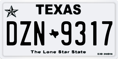 TX license plate DZN9317