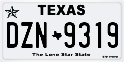 TX license plate DZN9319