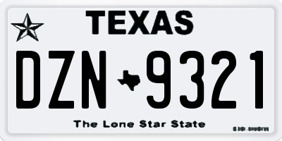 TX license plate DZN9321