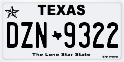 TX license plate DZN9322