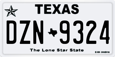 TX license plate DZN9324