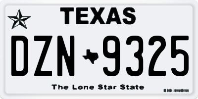 TX license plate DZN9325