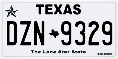 TX license plate DZN9329