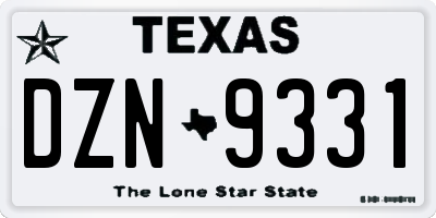 TX license plate DZN9331