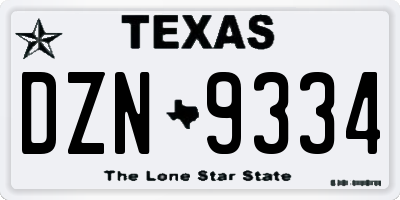 TX license plate DZN9334