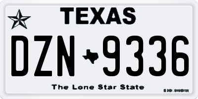 TX license plate DZN9336