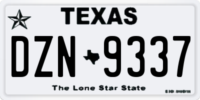 TX license plate DZN9337