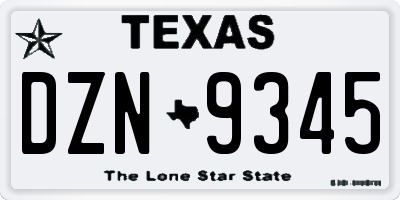 TX license plate DZN9345