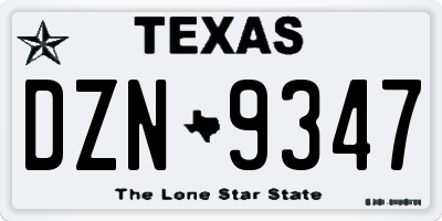 TX license plate DZN9347