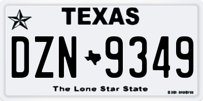 TX license plate DZN9349