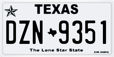 TX license plate DZN9351