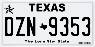 TX license plate DZN9353