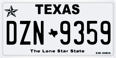 TX license plate DZN9359
