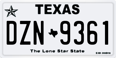 TX license plate DZN9361