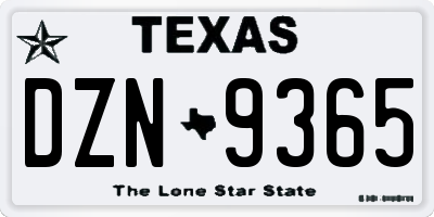 TX license plate DZN9365