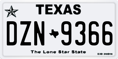 TX license plate DZN9366