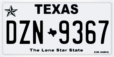 TX license plate DZN9367