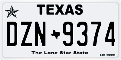 TX license plate DZN9374