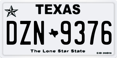 TX license plate DZN9376