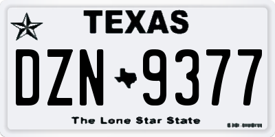 TX license plate DZN9377