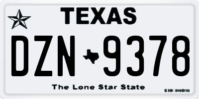 TX license plate DZN9378