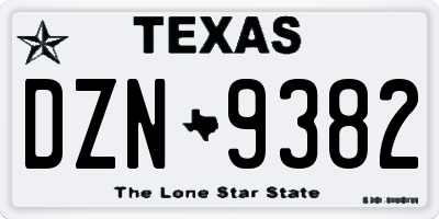 TX license plate DZN9382