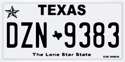 TX license plate DZN9383