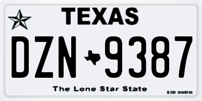 TX license plate DZN9387