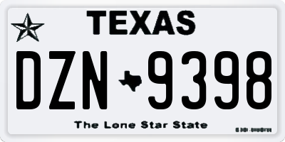 TX license plate DZN9398