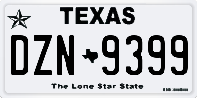 TX license plate DZN9399