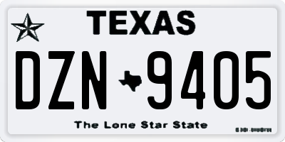 TX license plate DZN9405