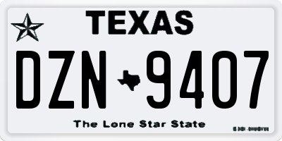 TX license plate DZN9407