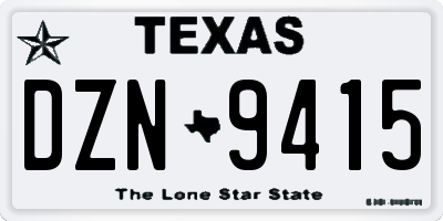 TX license plate DZN9415