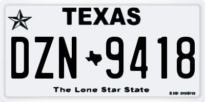 TX license plate DZN9418