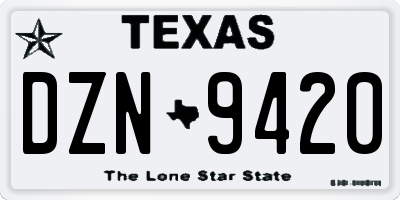 TX license plate DZN9420