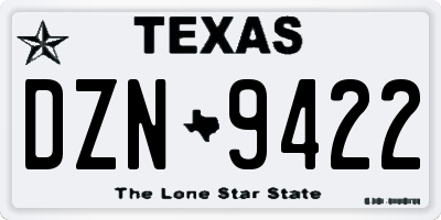 TX license plate DZN9422