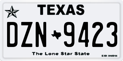 TX license plate DZN9423