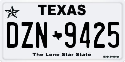 TX license plate DZN9425