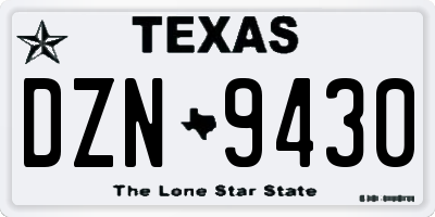 TX license plate DZN9430